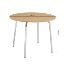 Table à manger ronde VASSI effet chêne 100cm