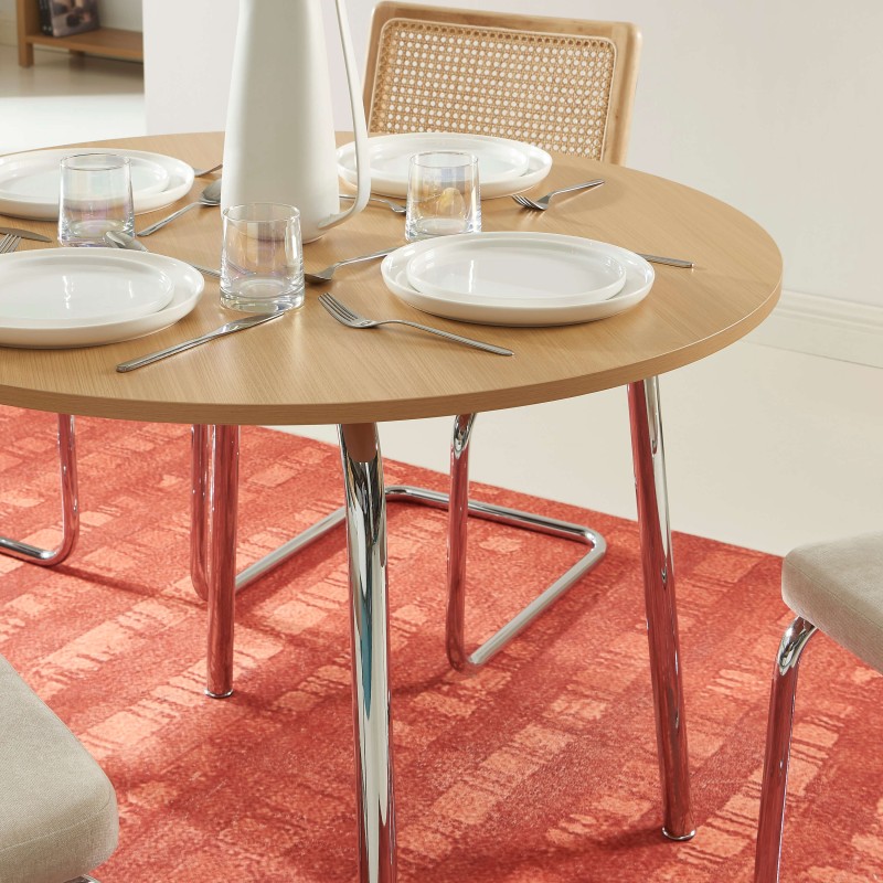 Table à manger ronde VASSI effet chêne 100cm