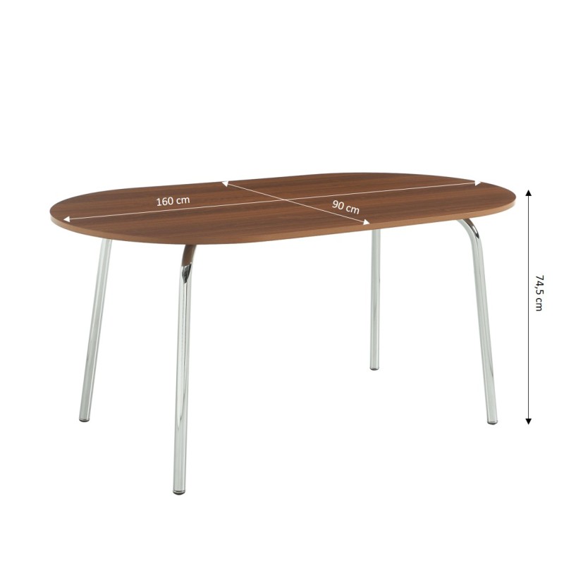 Table à manger VASSI effet noyer 160 cm