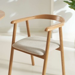Lot de 2 chaises LORENZ chêne massif et tissu beige