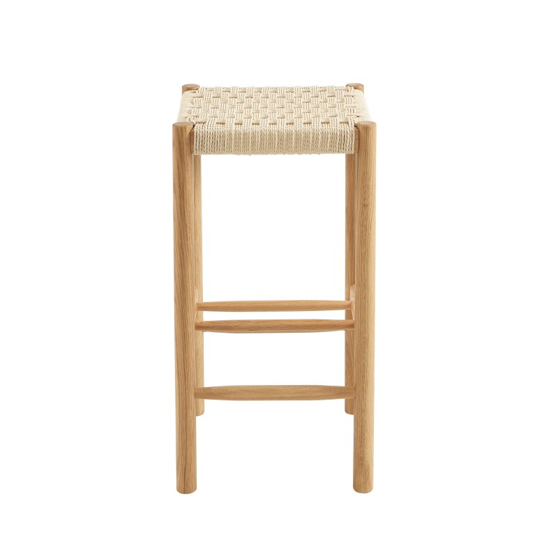 Lot de 2 tabourets ELLIO chêne massif et corde