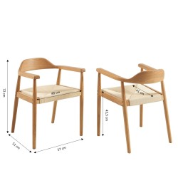 Lot de 2 chaises MARTIE chêne massif et corde