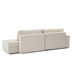 Canapé d'angle ouvert gauche ZOLA convertible velours côtelé beige 4 places