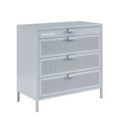 Commode PANTONE 4 tiroirs métal gris bleu 80cm