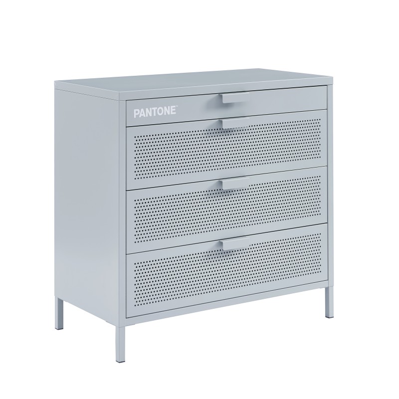 Commode PANTONE 4 tiroirs métal gris bleu 80cm
