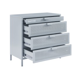 Commode PANTONE 4 tiroirs métal gris bleu 80cm
