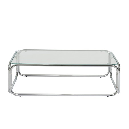 Couchtisch MAGGY aus transparentem Hartglas und Chromgestell