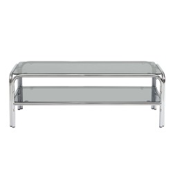 Meuble TV MAGGY verre trempé noir structure en chrome