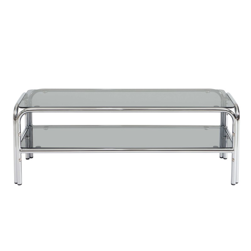 Meuble TV MAGGY verre trempé noir structure en chrome