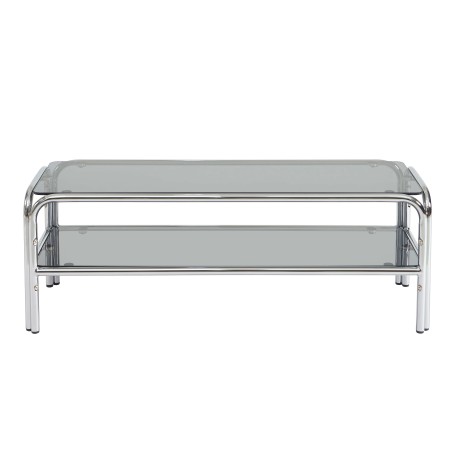 Meuble TV MAGGY verre trempé noir structure en chrome
