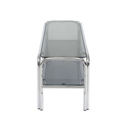 Meuble TV MAGGY verre trempé noir structure en chrome