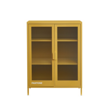 Credenza PANTONE giallo senape con ante in vetro scanalato 75 cm