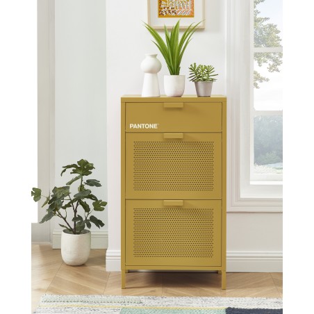 Schuhschrank PANTONE aus senfgelbem Metall, 55 cm