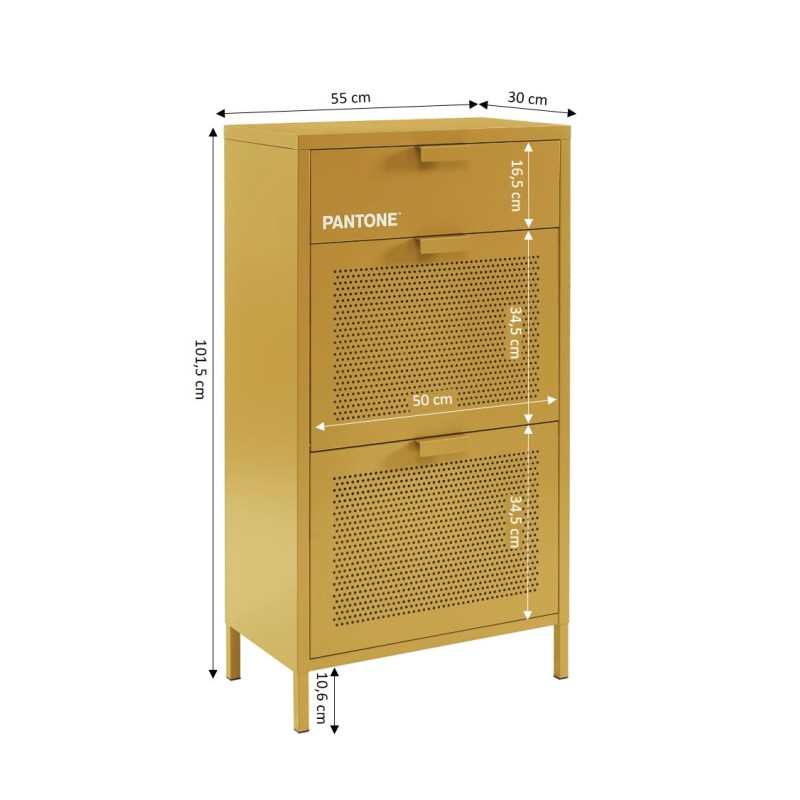 Schuhschrank PANTONE aus senfgelbem Metall, 55 cm