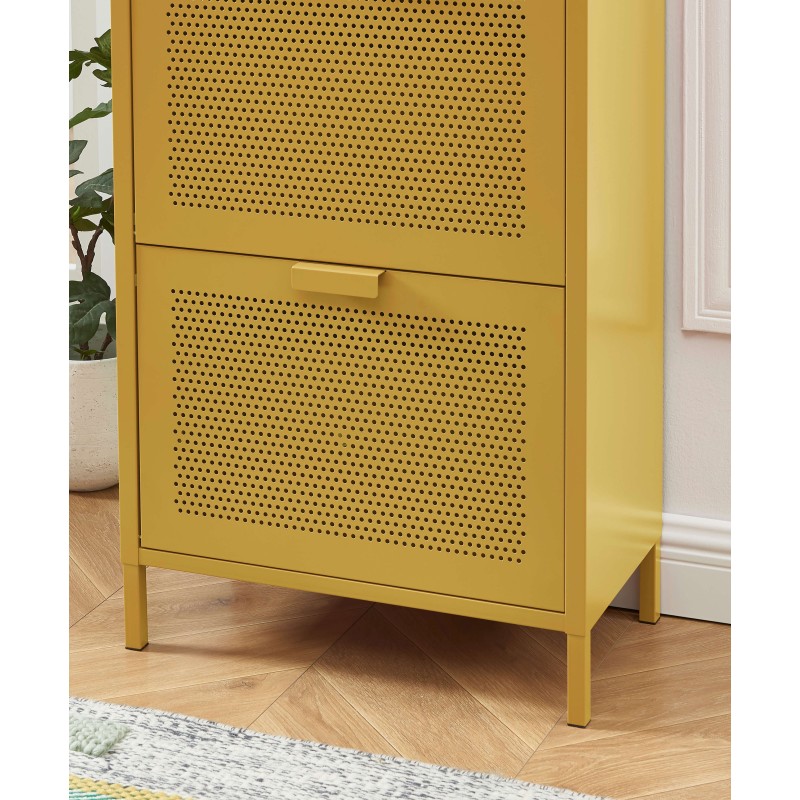 Schuhschrank PANTONE aus senfgelbem Metall, 55 cm
