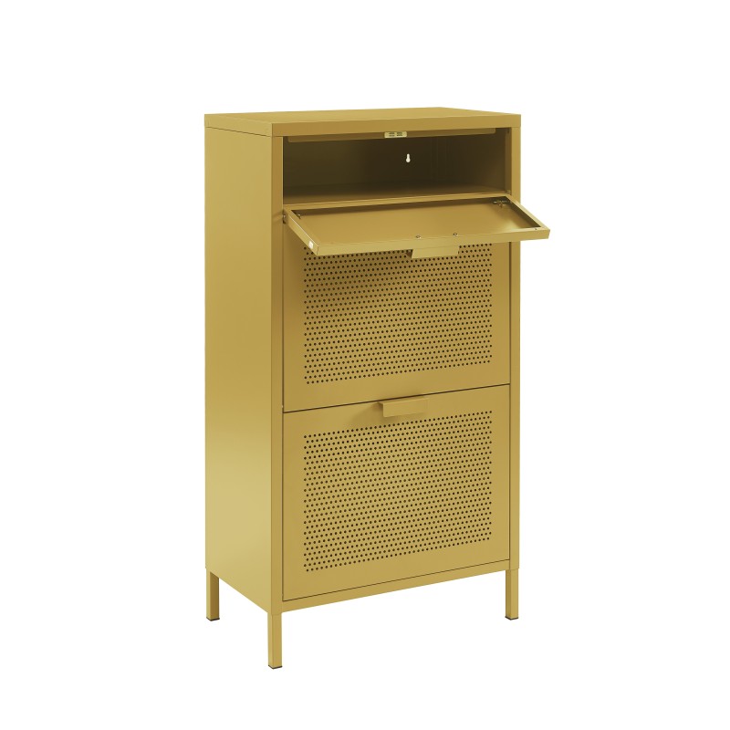 Schuhschrank PANTONE aus senfgelbem Metall, 55 cm