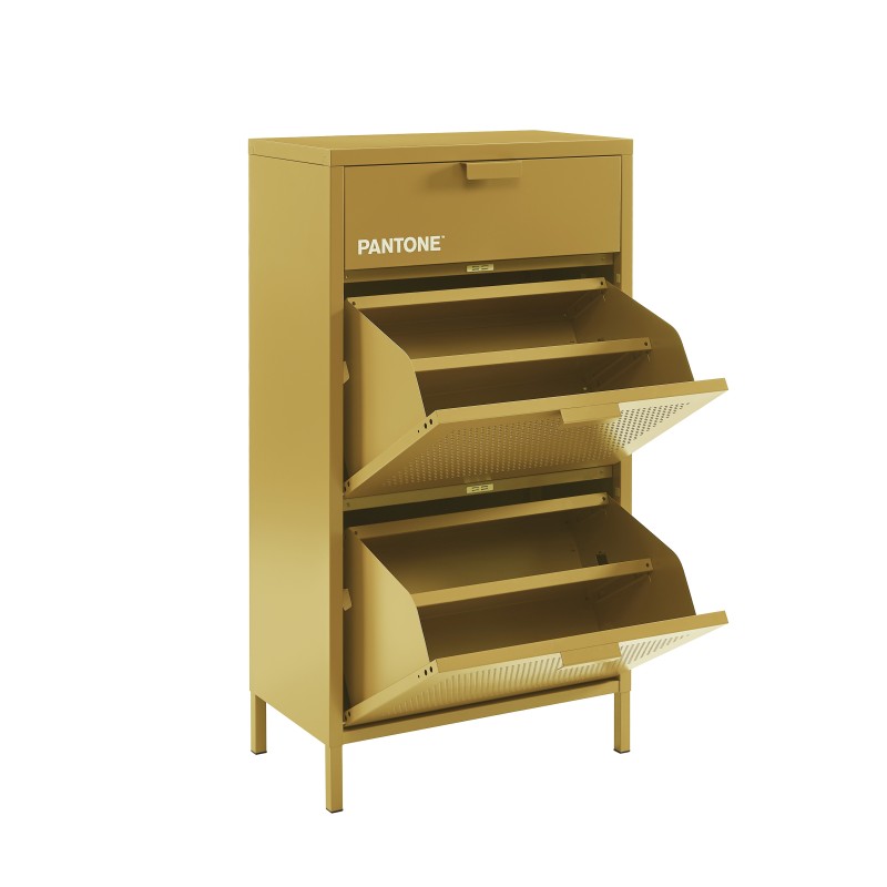Schuhschrank PANTONE aus senfgelbem Metall, 55 cm