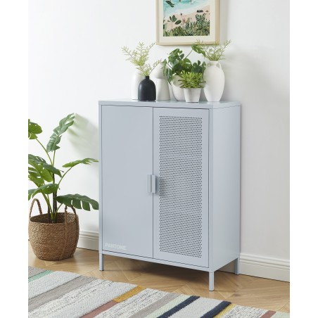 Sideboard PANTONE aus graublauem Metall, 2 Türen, 75 cm