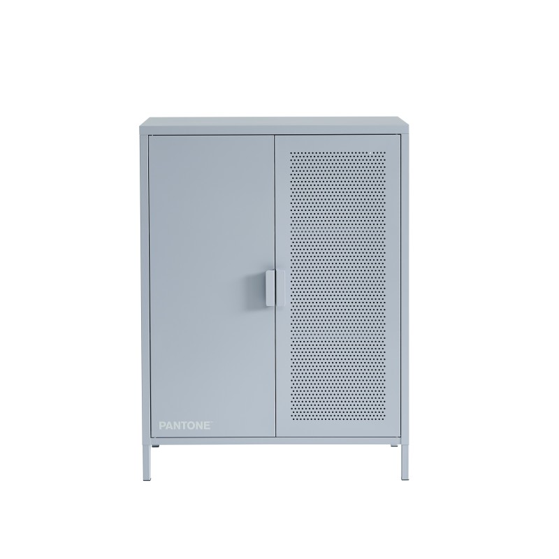 Sideboard PANTONE aus graublauem Metall, 2 Türen, 75 cm