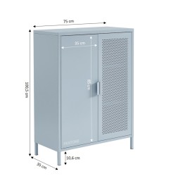 Sideboard PANTONE aus graublauem Metall, 2 Türen, 75 cm