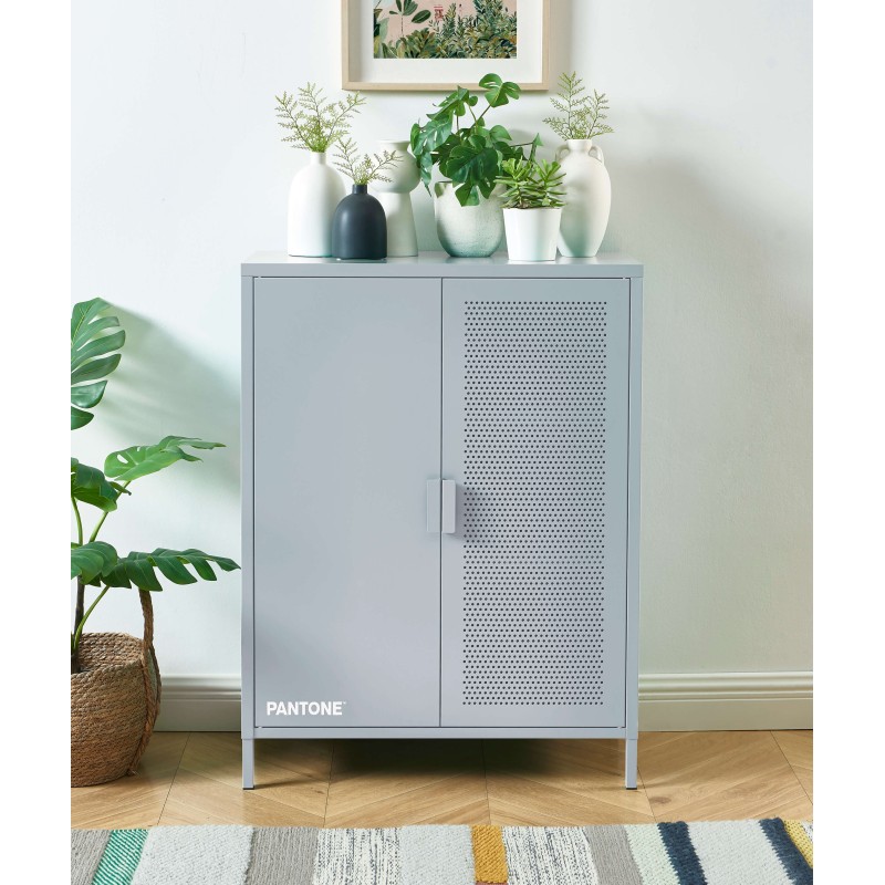 Sideboard PANTONE aus graublauem Metall, 2 Türen, 75 cm