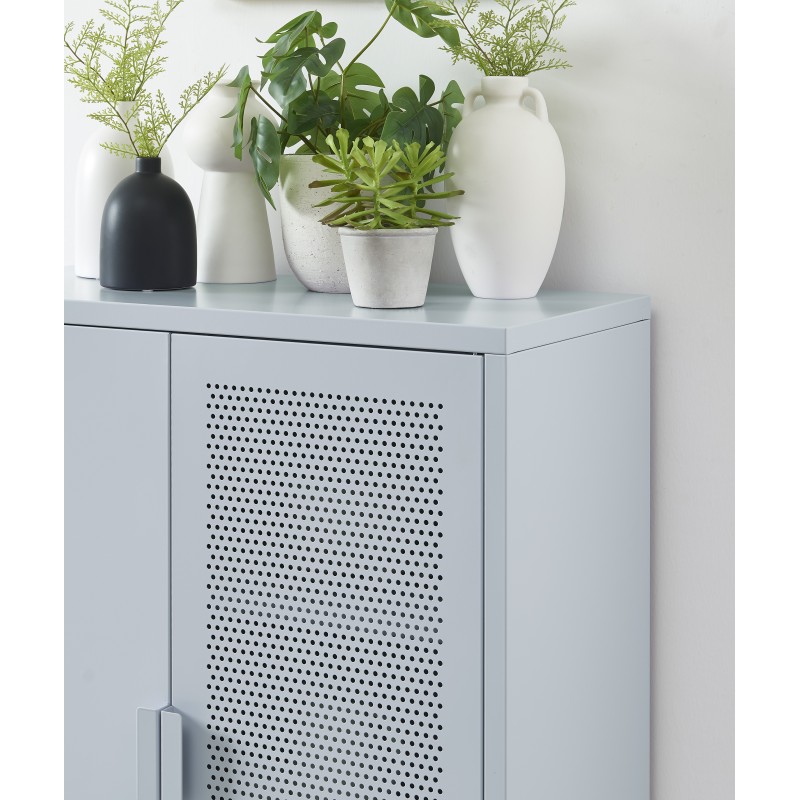 Sideboard PANTONE aus graublauem Metall, 2 Türen, 75 cm
