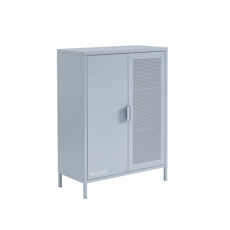 Sideboard PANTONE aus graublauem Metall, 2 Türen, 75 cm