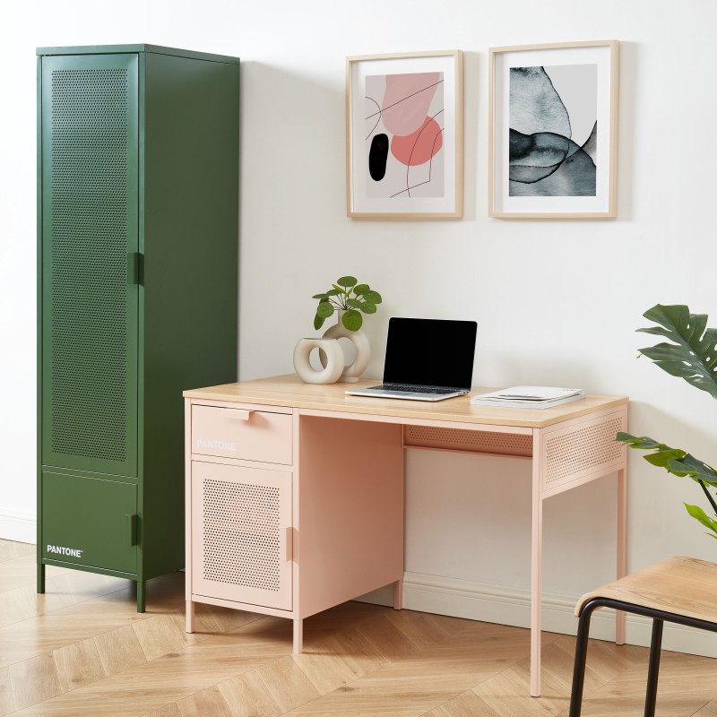 Scrivania PANTONE in metallo rosa cipria 120 cm