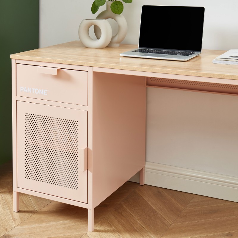 Scrivania PANTONE in metallo rosa cipria 120 cm