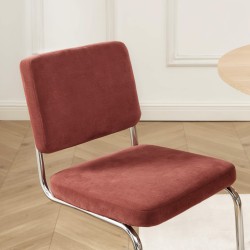 Lot de 2 chaises JACK tissu bordeaux pieds métal chromé