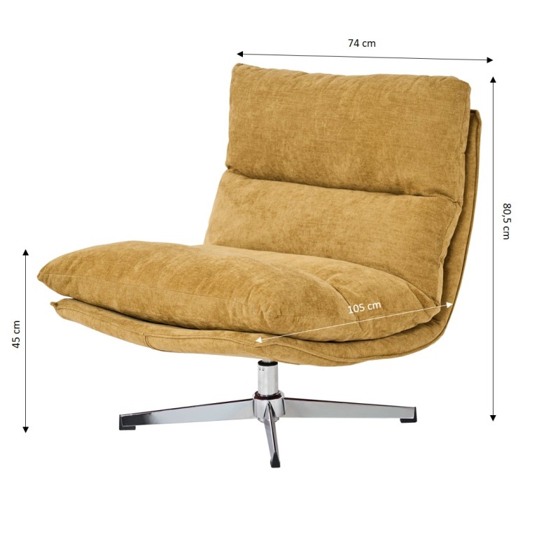 Fauteuil HYGEA tissu jaune moutarde 1 place
