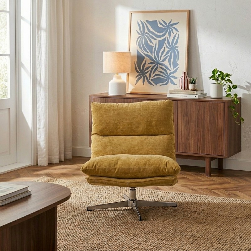 Fauteuil HYGEA tissu jaune moutarde 1 place