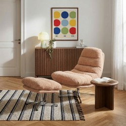 Fauteuil THEMIS avec ottoman tissu terracotta 1 place