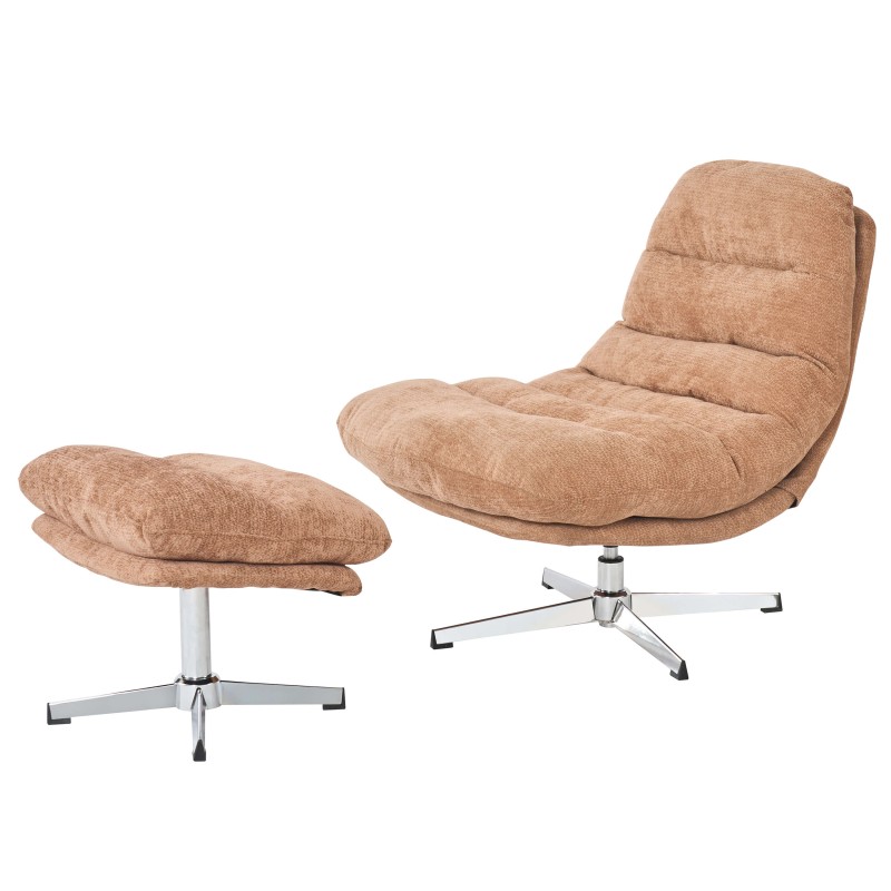 Fauteuil THEMIS avec ottoman tissu terracotta 1 place