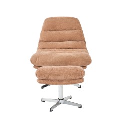 Fauteuil THEMIS avec ottoman tissu terracotta 1 place