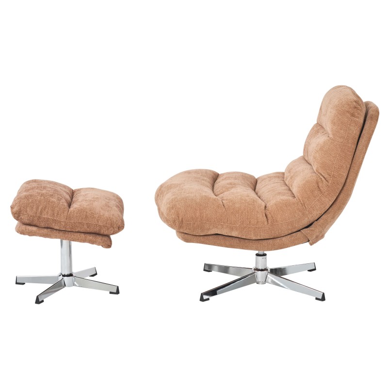 Fauteuil THEMIS avec ottoman tissu terracotta 1 place