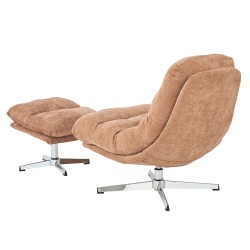 Fauteuil THEMIS avec ottoman tissu terracotta 1 place