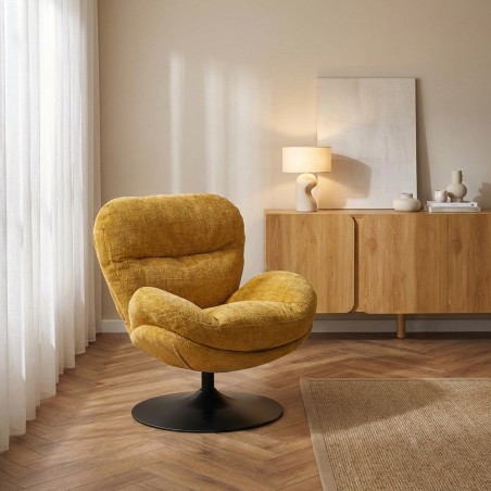 Fauteuil CERES tissu jaune moutarde 1 place
