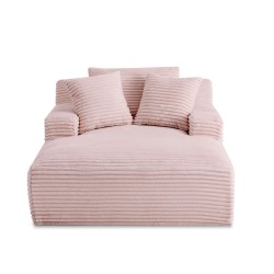 Canapé profond droit KENEDY fixe velours côtelé rose 1 place