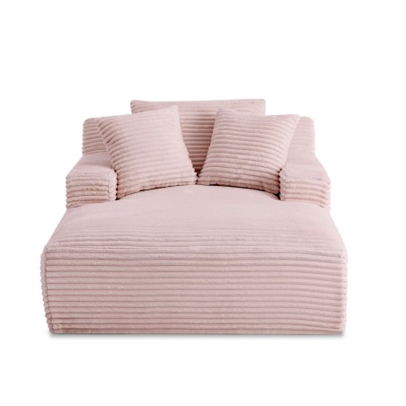 Canapé profond droit KENEDY fixe velours côtelé rose 1 place