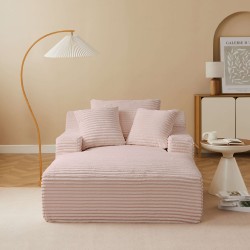Canapé profond droit KENEDY fixe velours côtelé rose 1 place