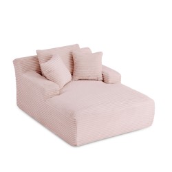 Canapé profond droit KENEDY fixe velours côtelé rose 1 place