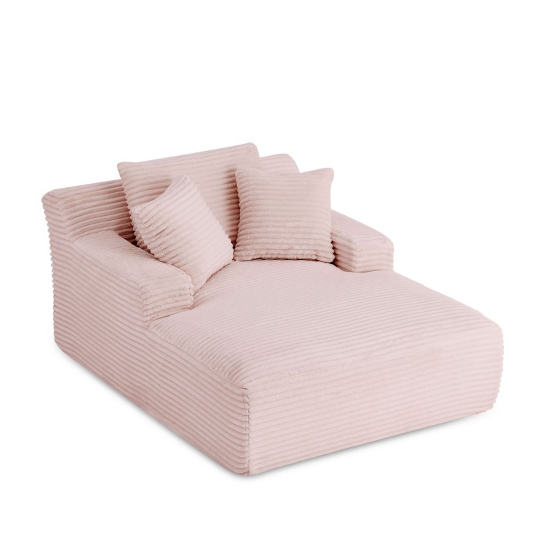 Canapé profond droit KENEDY fixe velours côtelé rose 1 place