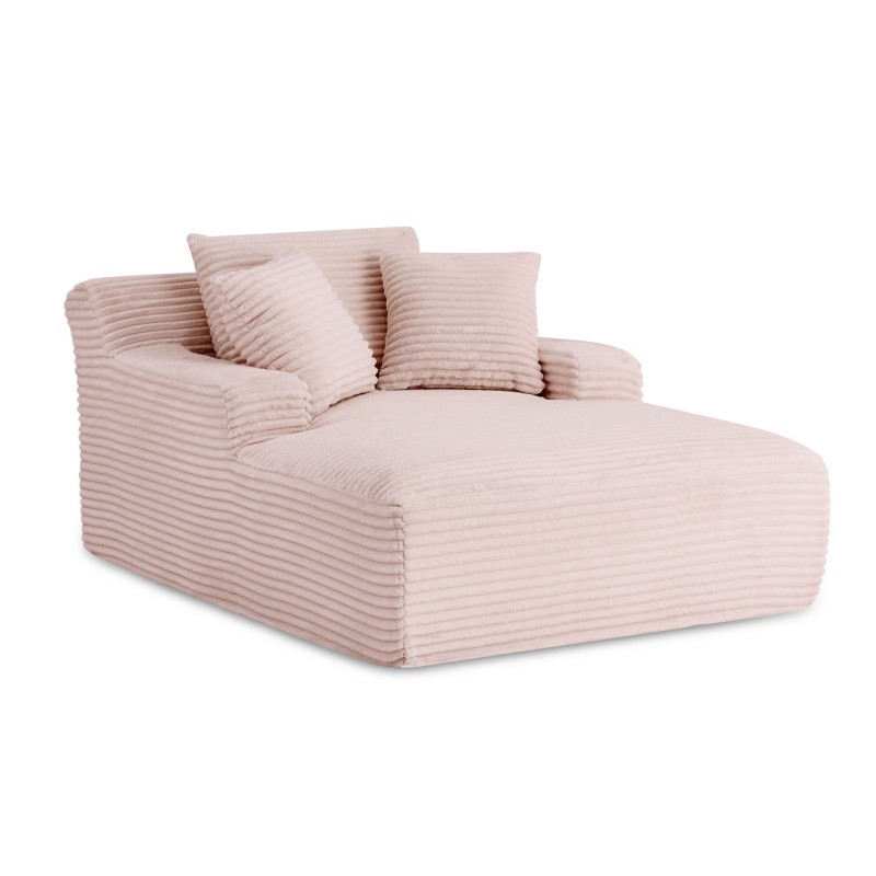 Canapé profond droit KENEDY fixe velours côtelé rose 1 place