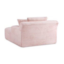 Canapé profond droit KENEDY fixe velours côtelé rose 1 place