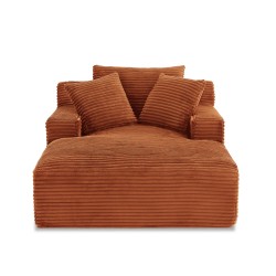 Canapé profond droit KENEDY fixe velours côtelé terracotta 1 place