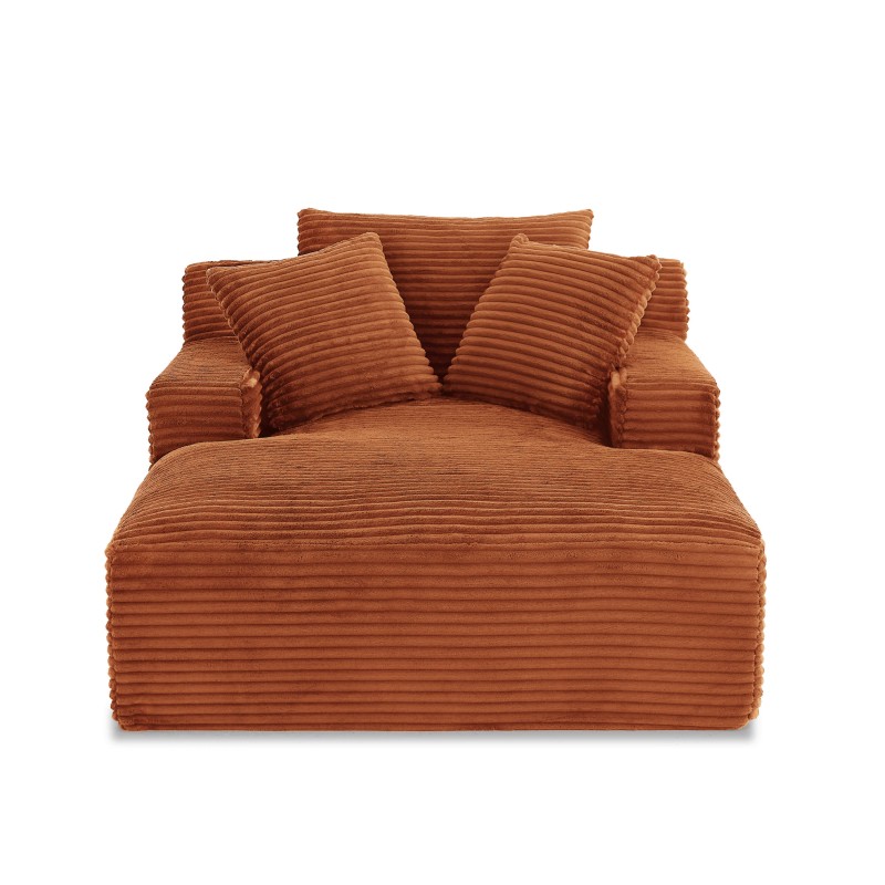 Canapé profond droit KENEDY fixe velours côtelé terracotta 1 place