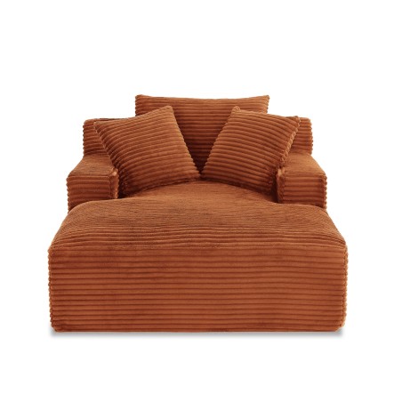 Canapé profond droit KENEDY fixe velours côtelé terracotta 1 place