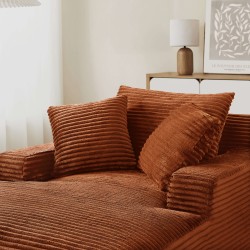 Canapé profond droit KENEDY fixe velours côtelé terracotta 1 place
