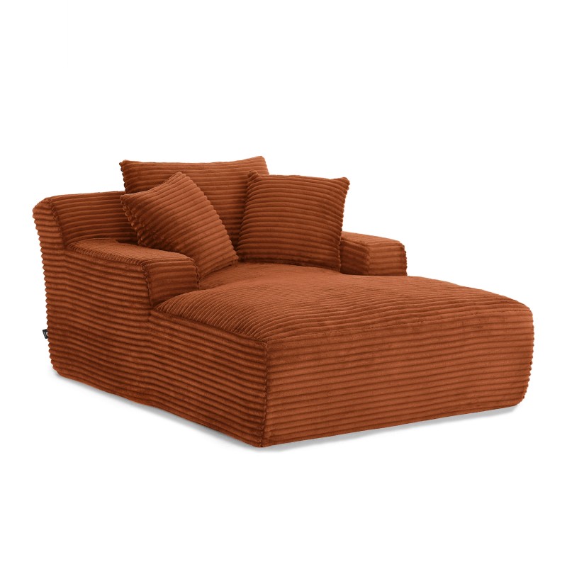 Canapé profond droit KENEDY fixe velours côtelé terracotta 1 place